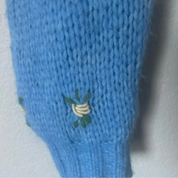 Alessandra Rich Luisaviaroma Exclusive Cropped Wool Knit Sweater in Light Blue